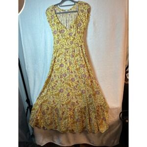 Milkmaid Midi countrygirl yellow ruffle dress